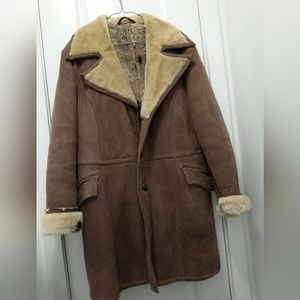 Rare 90's made in Hungary sherling men's handmade leather coat with damage